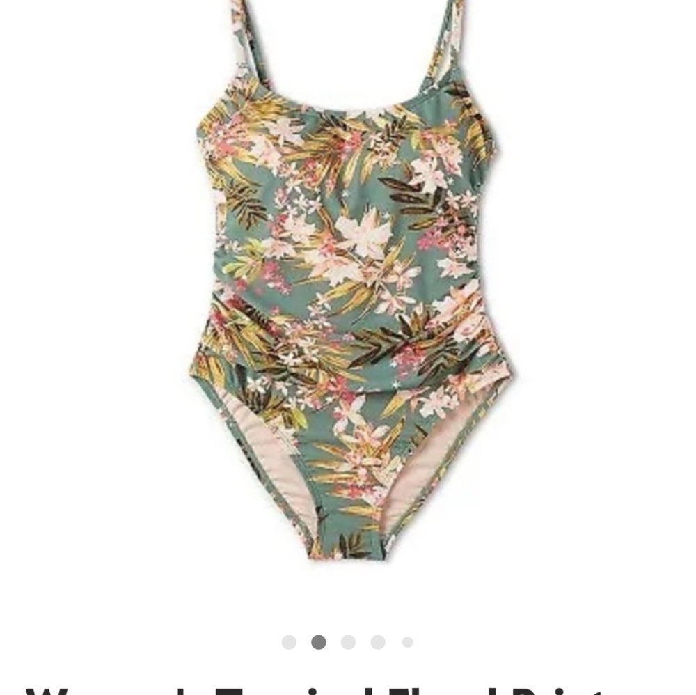 Floral Swimsuit in Pink and Green Shirred Front Daughter Took Off Tags. Didnt F - Picture 1 of 5